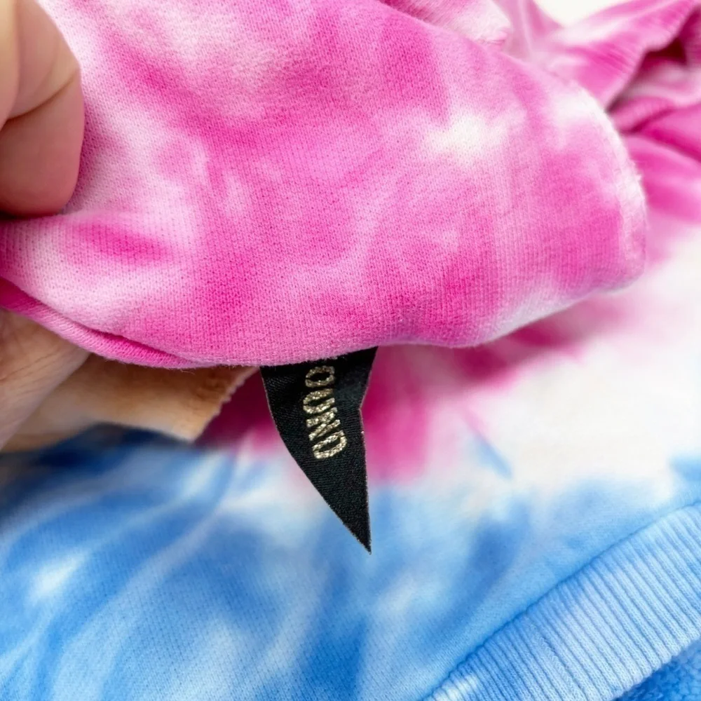 New FOUND MY ANIMAL Multicolor Tie Dye Hoodie Cotton Fleece Size Medium